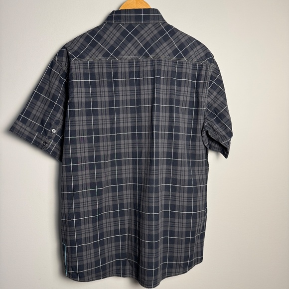 Projek RAW Men's Plaid Short‎ Sleeve Button Up Casual Dress Shirt Gray/Black XL - Picture 10 of 16